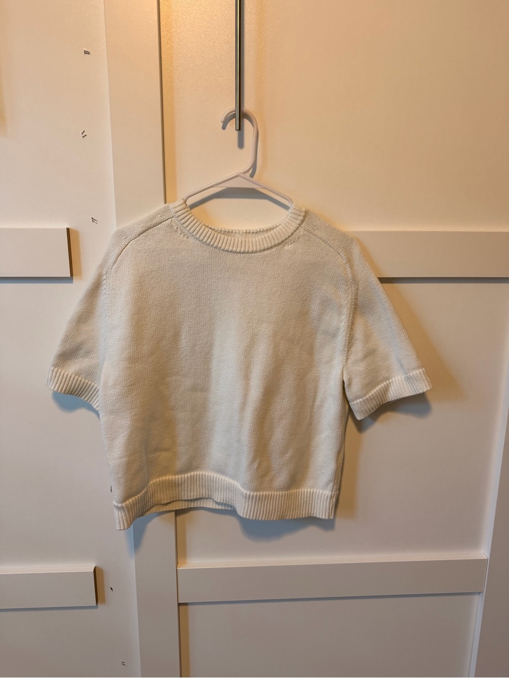 Abercrombie & Fitch Cream Short-Sleeve Knit Sweater